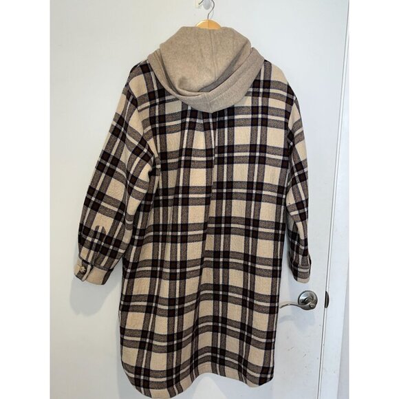 BA&SH women's prago check plaid oversized silhouette hooded coat size M ($688) - Picture 7 of 12